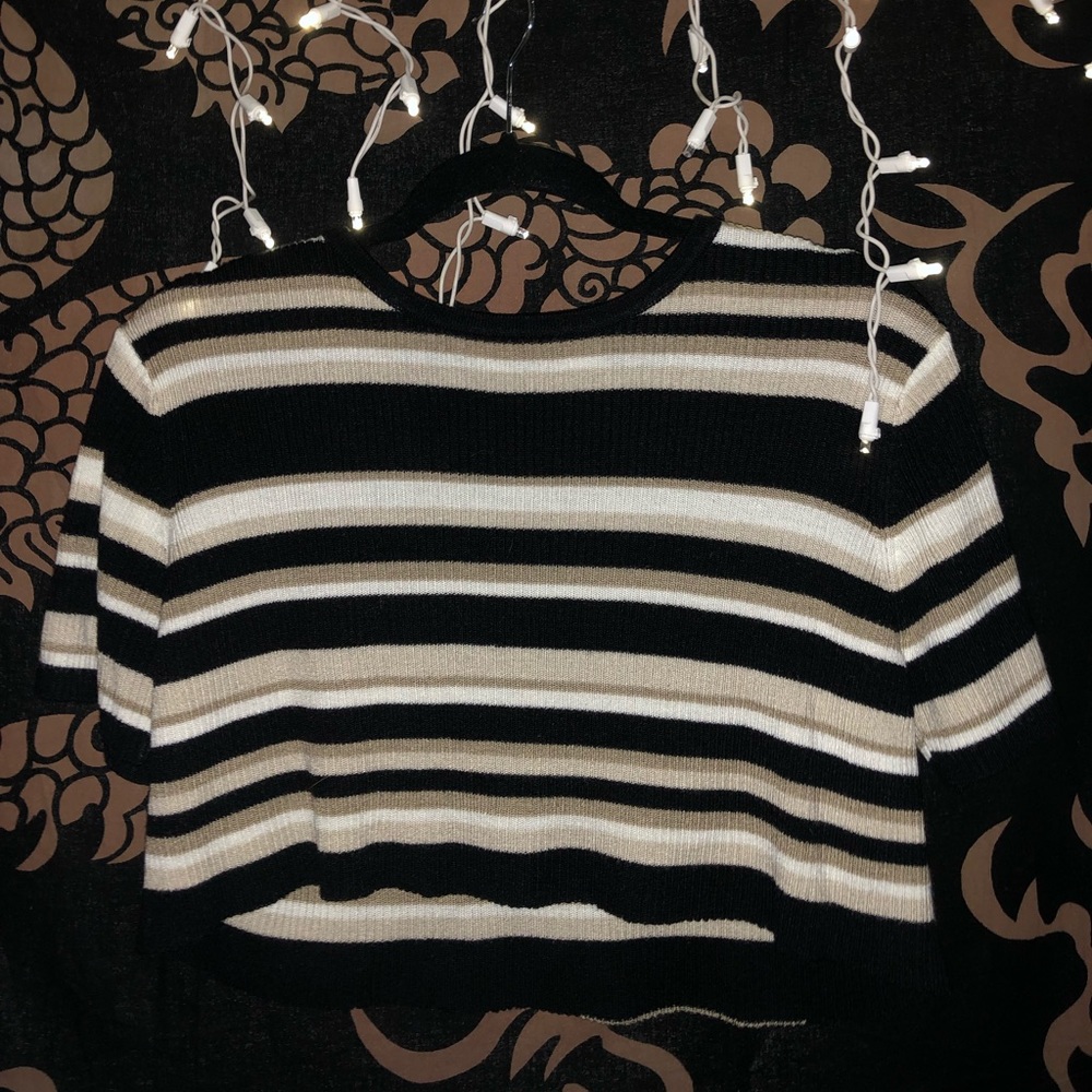 VTG Neutral Striped Crop Top